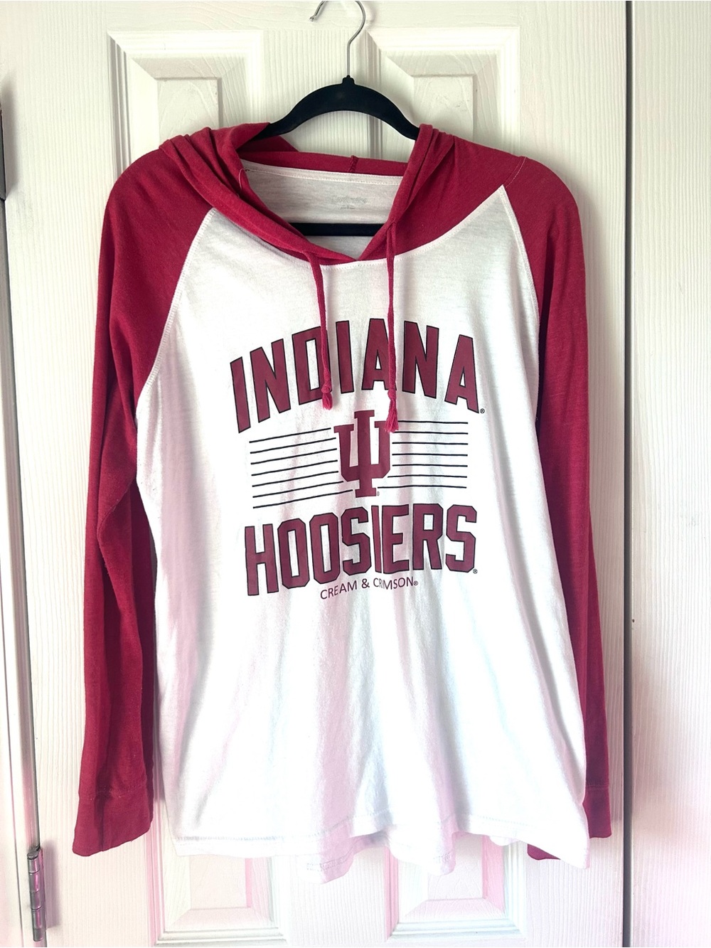 Indiana Hoosiers Hooded Raglan Tee – Women’s Large